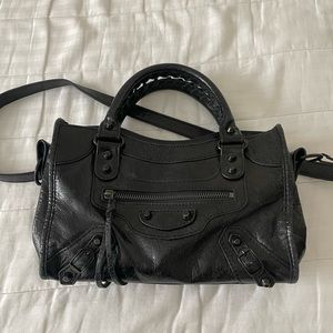 Black edgy hand bag/ crossbody